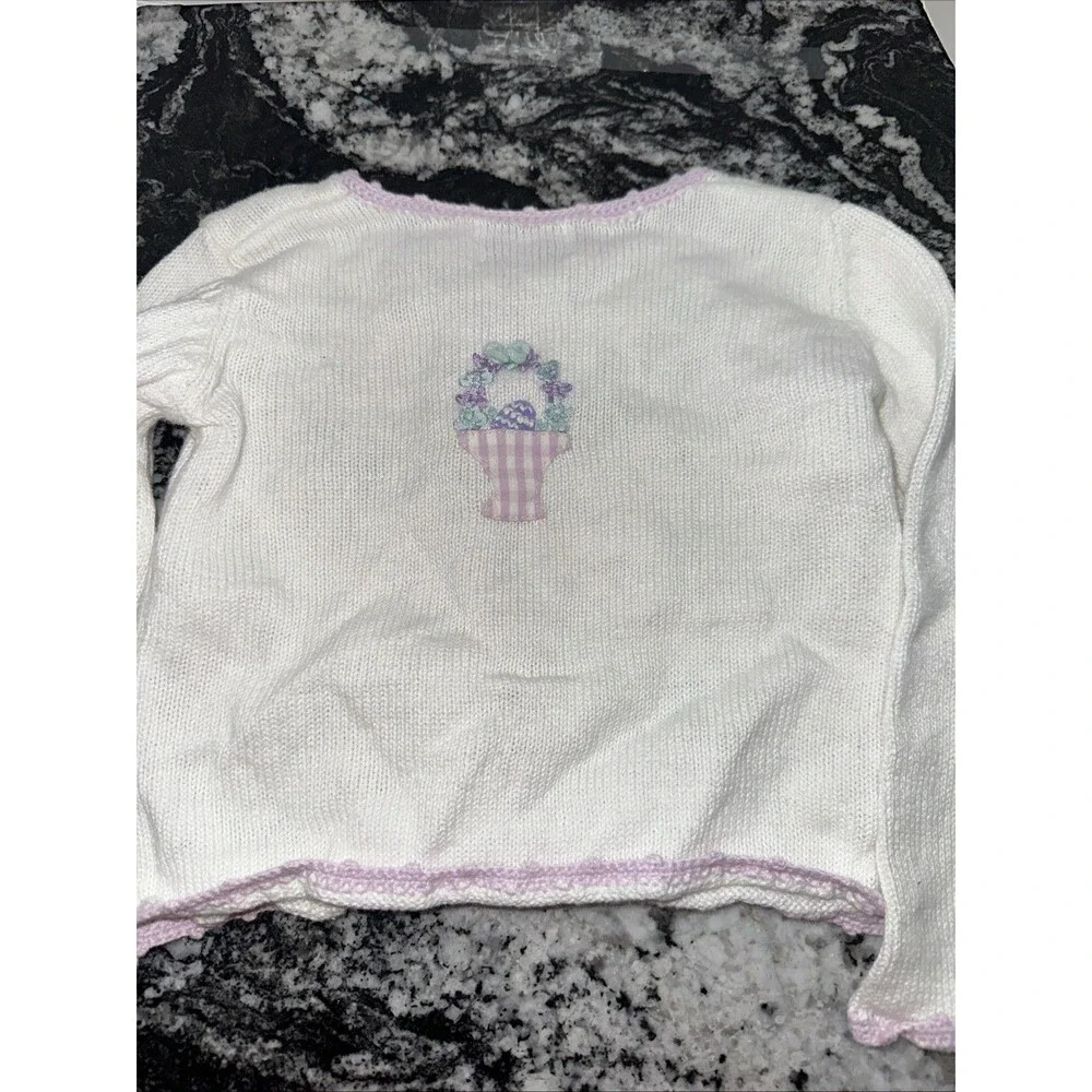 Vintage Hartstrings cardigan 3T   pastel floral and Easter Egg Hunt embroidery